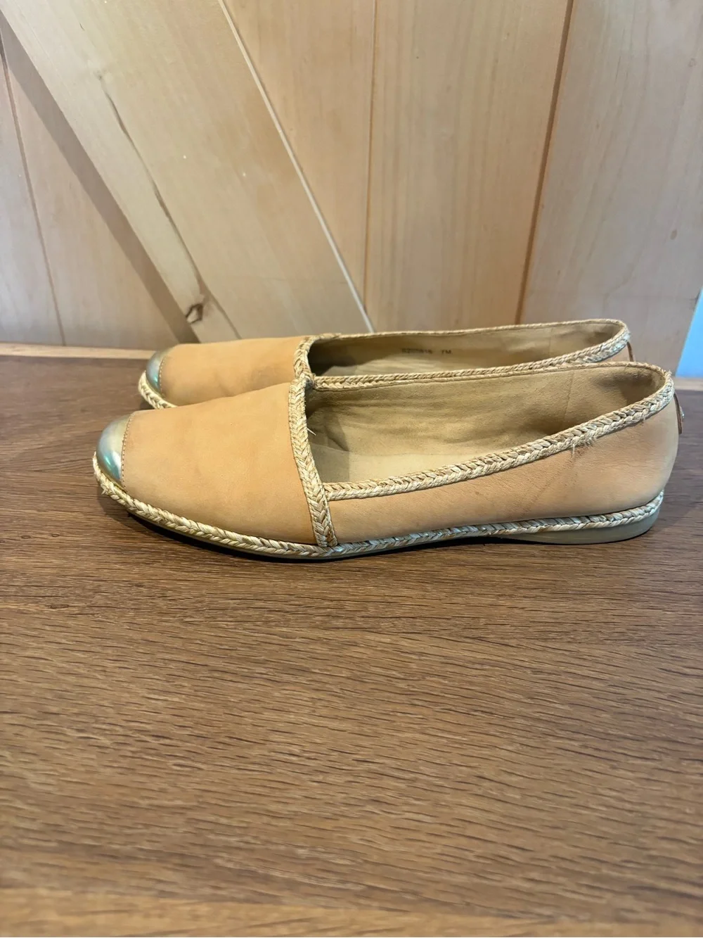 Stuart Weitzman  Espadrille Flats with Metallic Silver Cap Toe
